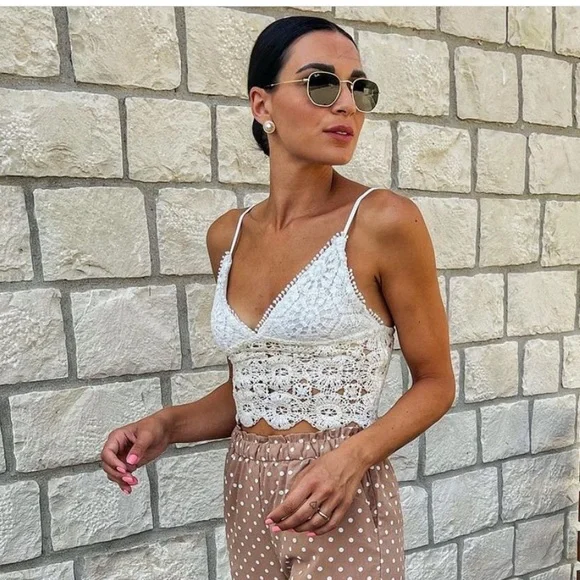 Zara White Crochet Crop Top - Picture 5 of 12